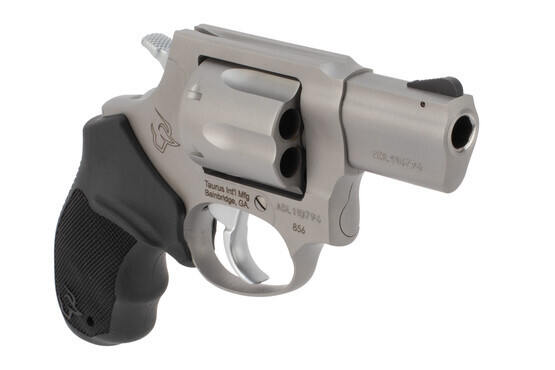 856 38 Special Revolver from Taurus has a black rubber grip